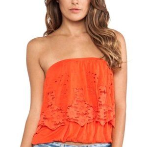 Free People Orange Strapless Top - SZ M